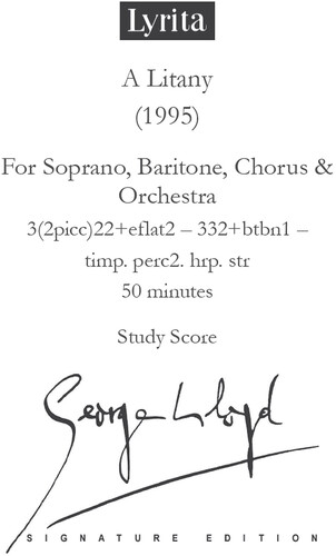 Audio Cd George Lloyd - Litany For Soprano, Baritone, Chorus & Orchestra NUOVO SIGILLATO, EDIZIONE DEL 08/04/2024 DISPO ENTRO UN MESE, SU ORDINAZIONE